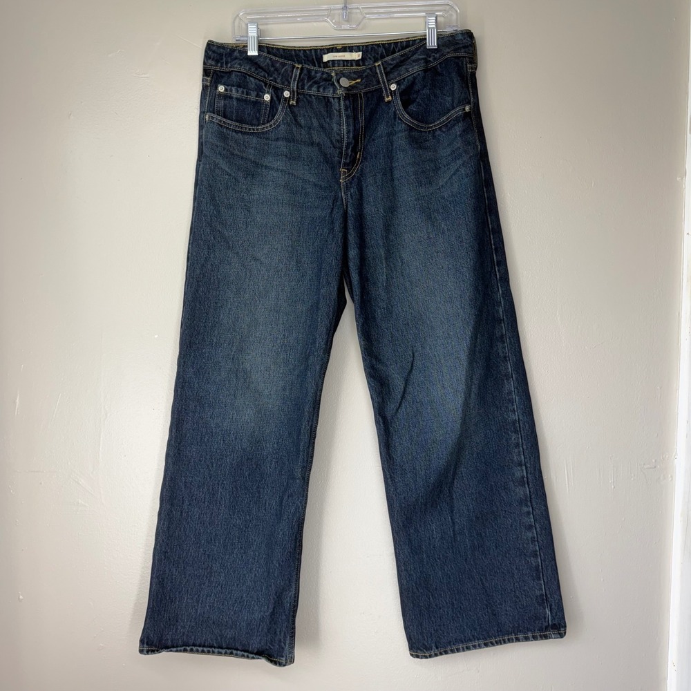 Levis Premium Low Loose Jeans Dark Indigo Wide Leg 100% Cotton W30 L30 capial E